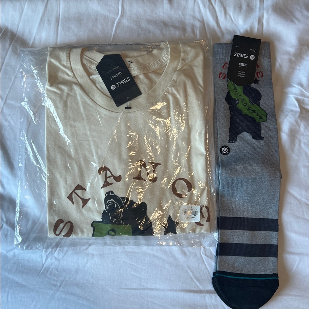 Stance Cream California T-Shirt & Socks